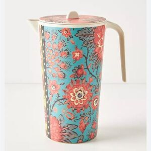 NWT Anthropologie Blockprint Bamboo Melamine Pitcher